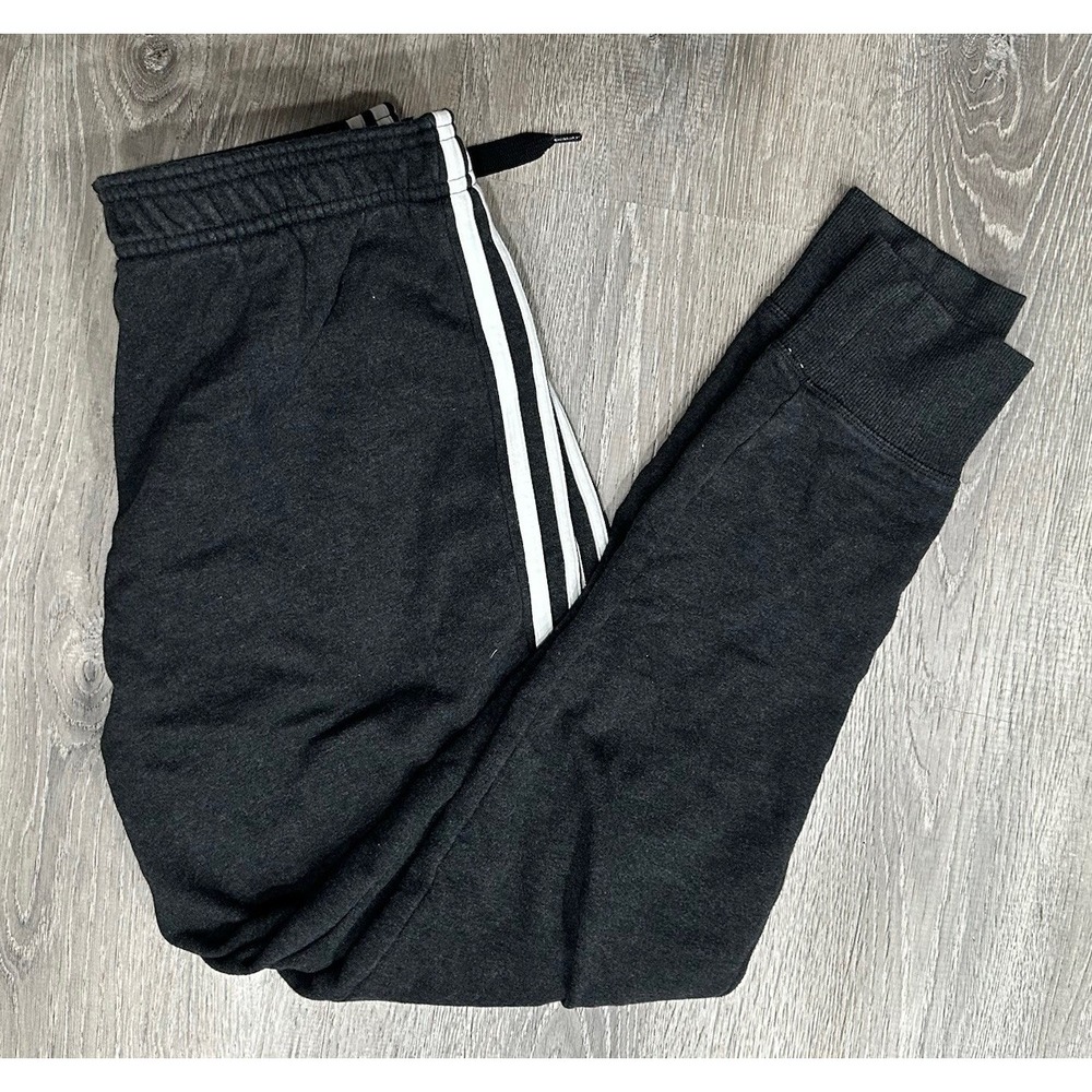 Vintage Adidas Sweatpants Men's Medium Black Athletic Taper Drawstring Sweatpant - Picture 3 of 14